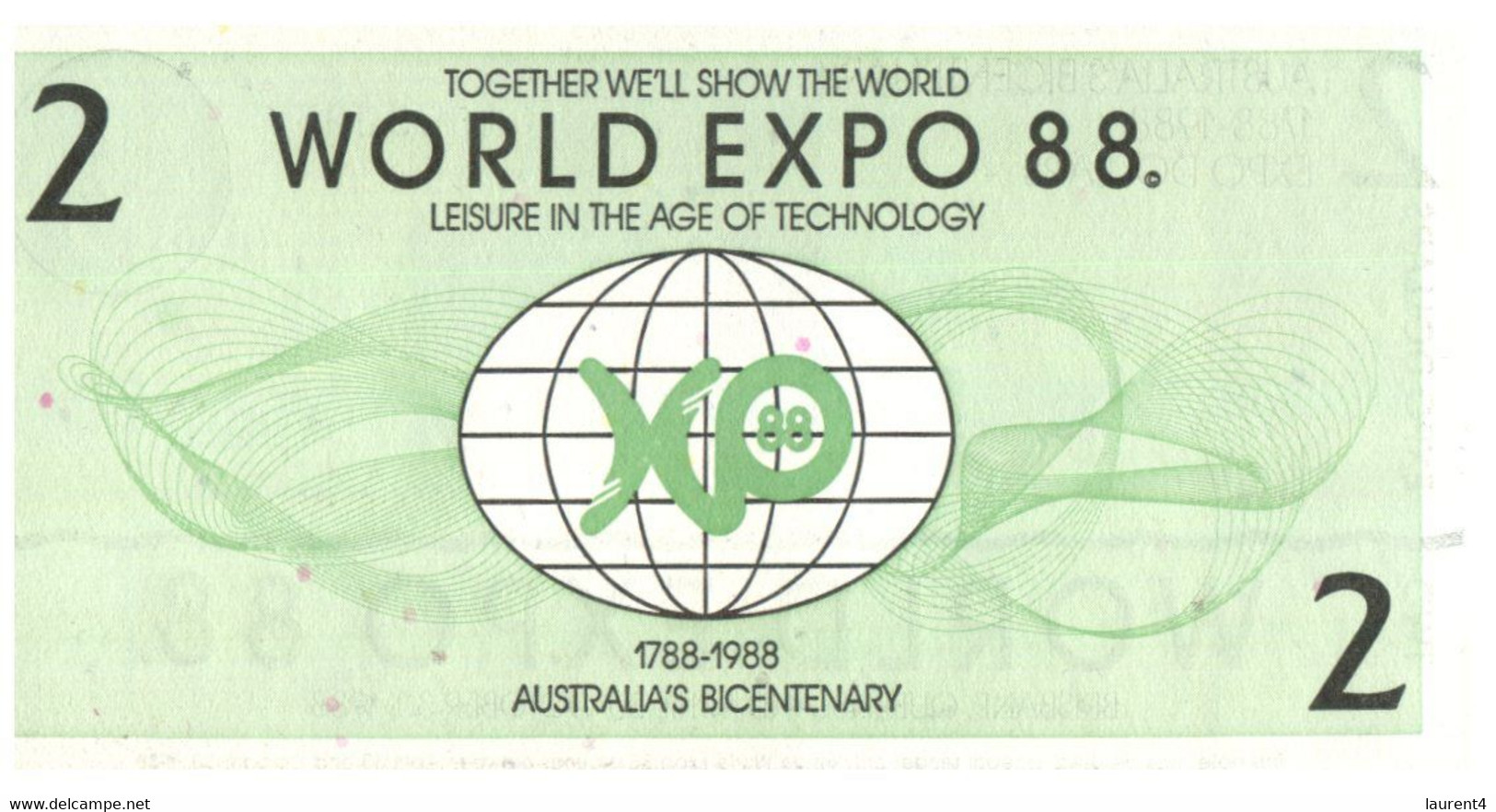 (CC 19) Falso Banknote Issued For World Expo 88 - Brisbane - Australia ($5.00 & $2.00) - Specimen