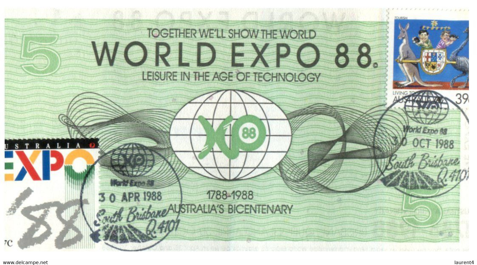 (CC 19) Falso Banknote Issued For World Expo 88 - Brisbane - Australia ($5.00 & $2.00) - Specimen