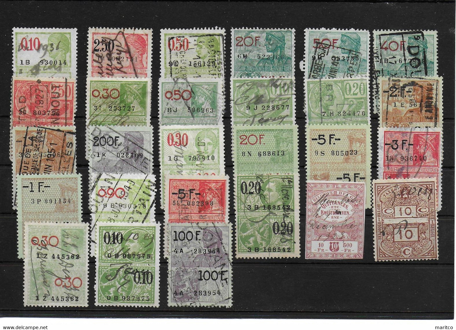 Belgium Lot Revenue Stamp Stempelmarke Fiscal - Autres & Non Classés