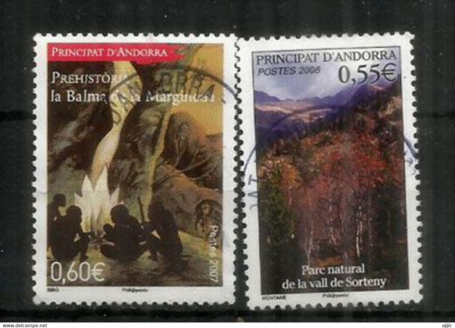 Parc Naturel Du Vall De Sorteny & La Margineda Archaeological Site , 2 Timbres Oblitérés, 1 ère Qualité - Gebruikt