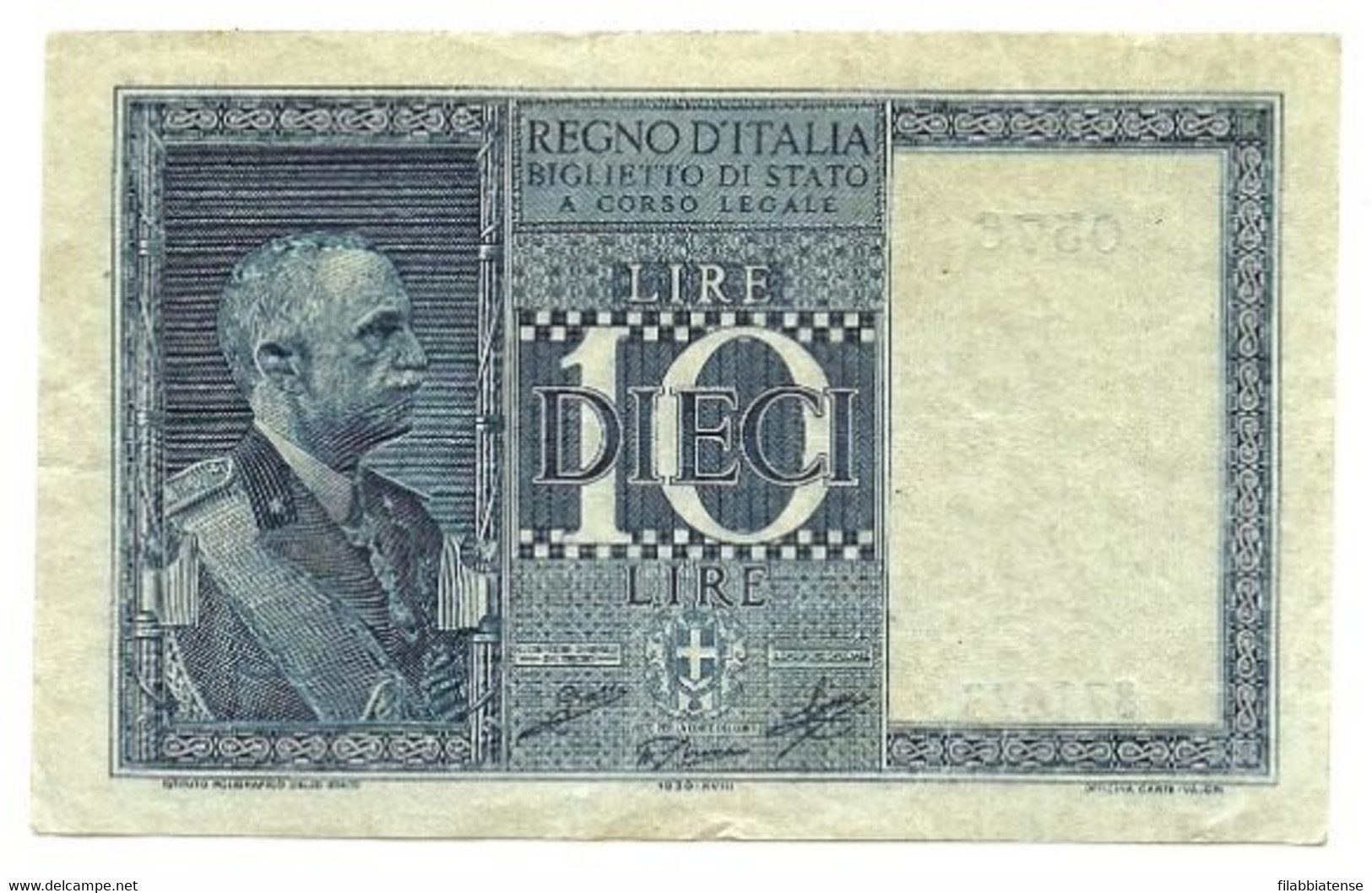 Italia - 10 Lire 1939 Dittatura Grassi     ---- - Italia – 10 Lire