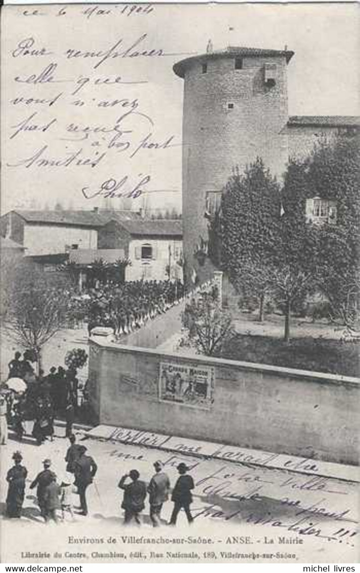 69 - Environs De Villefranche-sur-Saône - Anse - La Mairie - Circulé En 1904 - Dos Non Séparé - Animée - NB - TBE - Villefranche-sur-Saone