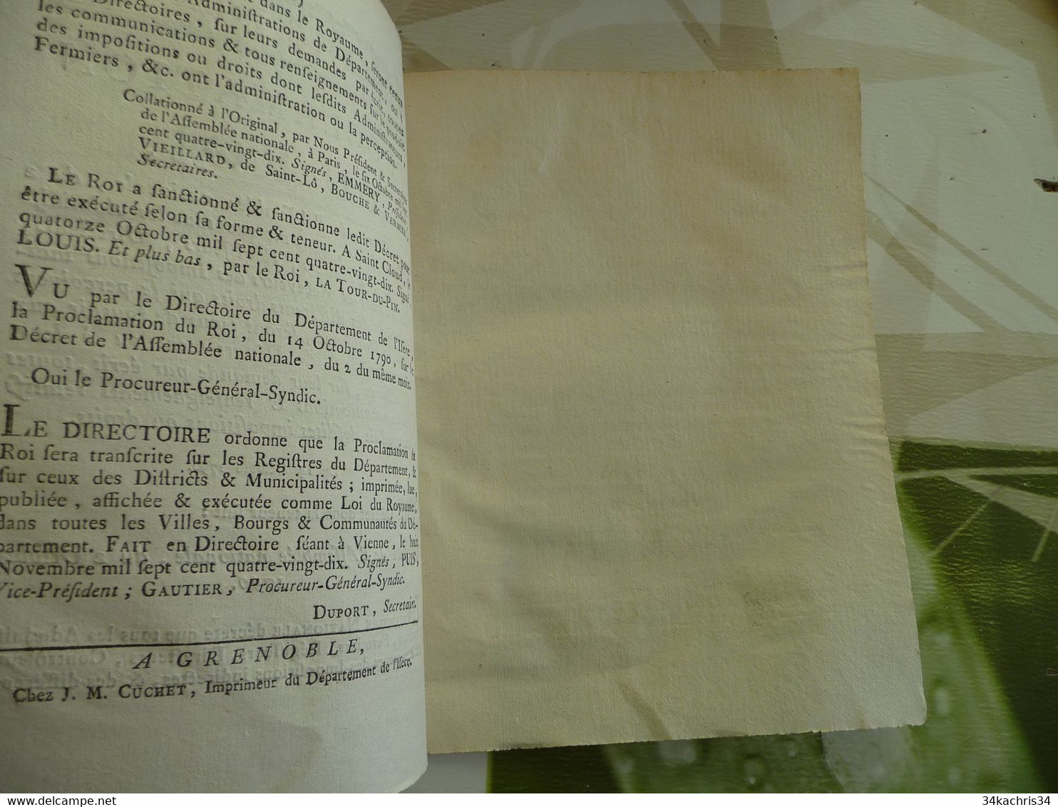 Proclamation Du Roi 14/10/1790 Régisseurs Contrôleurs Fermiers..... - Décrets & Lois
