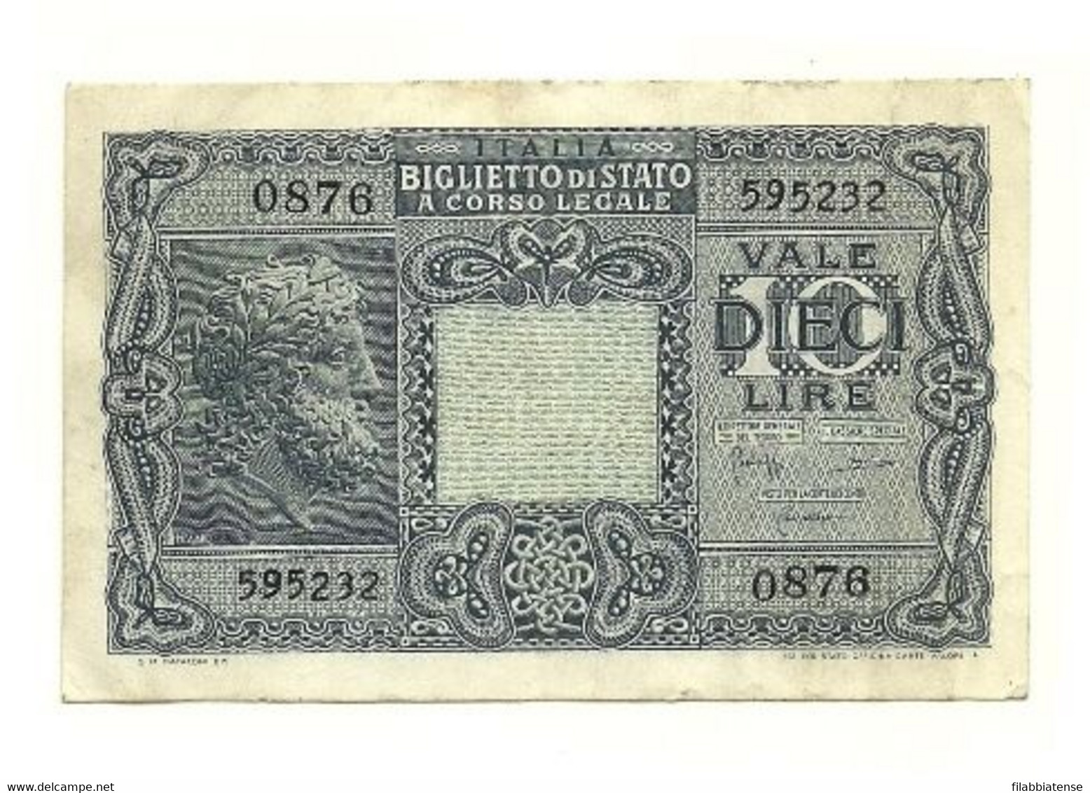 Italia - 10 Lire 1944 Luogotenenza Bolaffi     ---- - Italia – 10 Lire