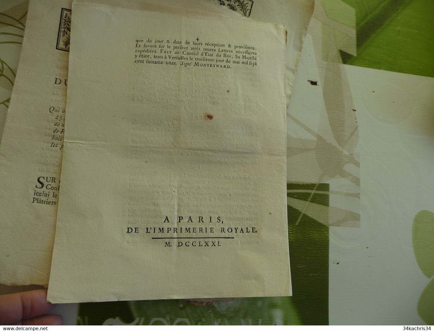 Arrest Conseil D'état Du Roi 03/05/1771 Privilèges Et Exemption Pour Les Lieutenants Et Maréchaux.... - Gesetze & Erlasse