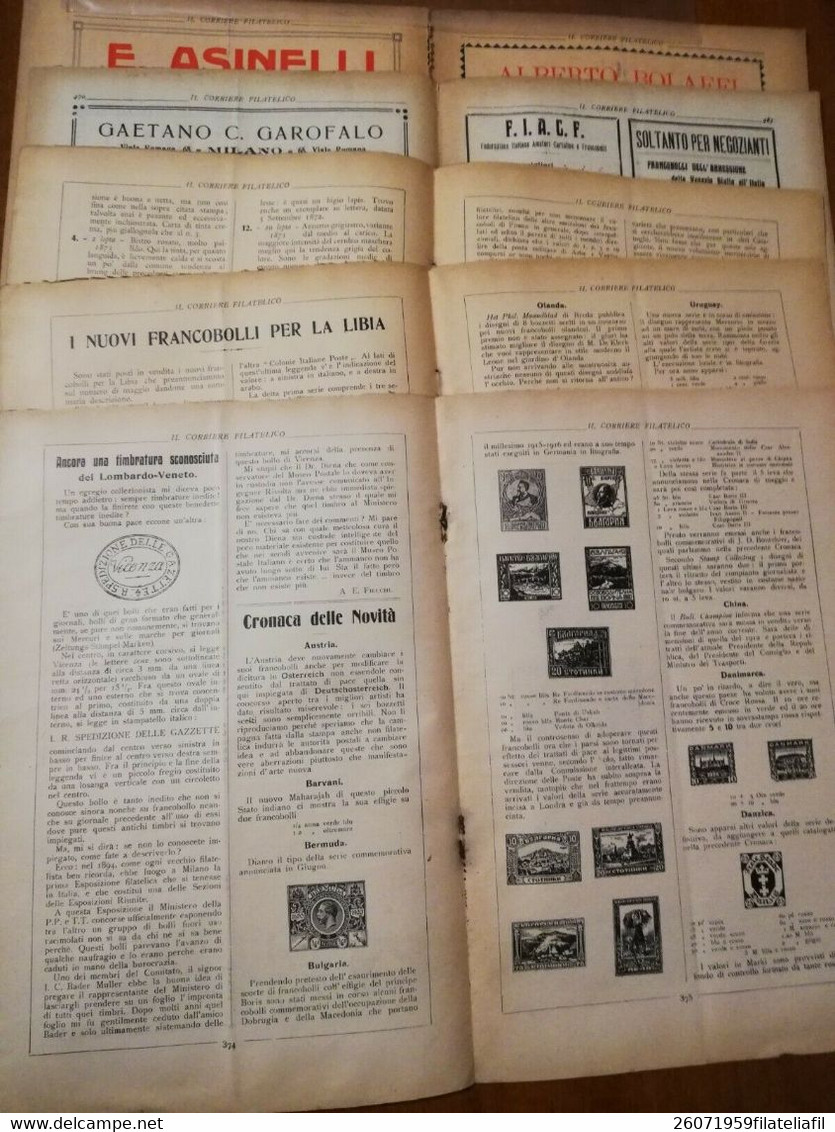 IL CORRIERE FILATELICO ANNO III AGOSTO 1921 N. 8 RIVISTA MENSILE ILLUSTRATA - Italiano (hasta 1940)