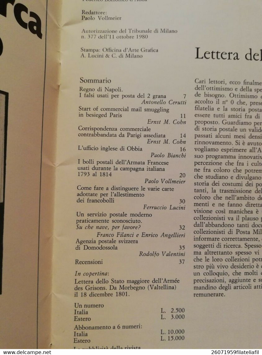 CURSORES RIVISTA DI STORIA POSTALE N. 1 ANNO I FEBBRAIO 1981..IL SECONDO NUMERO - Italiano (desde 1941)