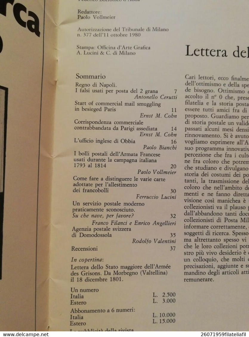 CURSORES RIVISTA DI STORIA POSTALE N. 1 ANNO I FEBBRAIO 1981..IL SECONDO NUMERO - Italian (from 1941)