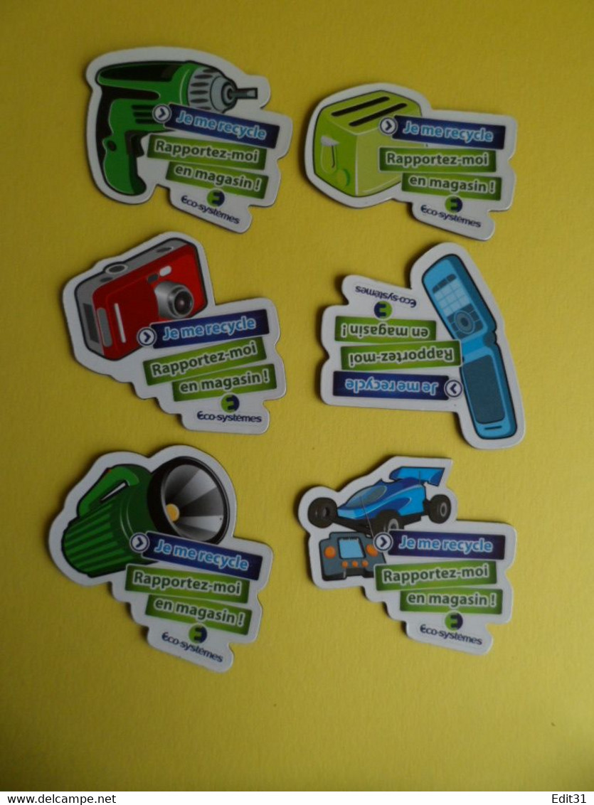 7 Magnet Ecologie - Ecosystème Je Me Recycle - Rasoir Jeux - Lampes - Telephone - Photo - Electromenage - Outils - Magnets