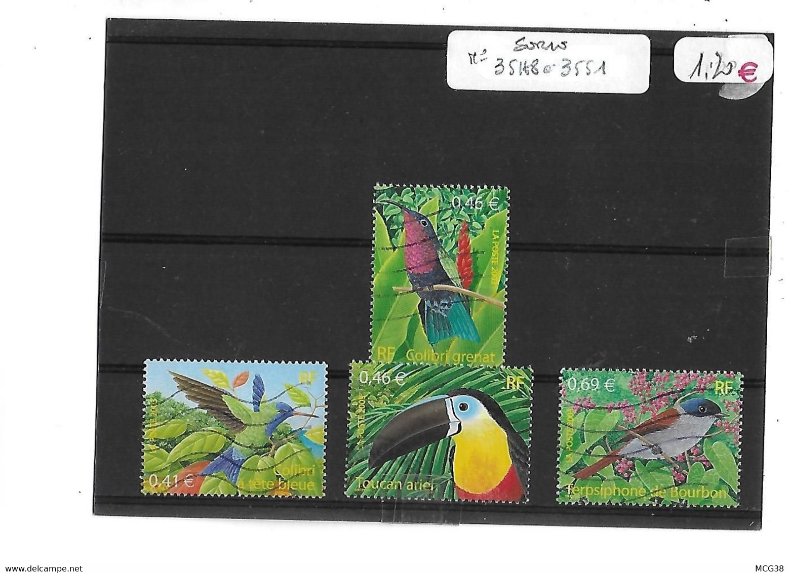 FRANCE -  TIMBRES  FRANCE  OBLITERES  "  SERIE  N°  3548  à  3551  "   OISEAUX  D ' OUTRE - MER   " - Gebraucht