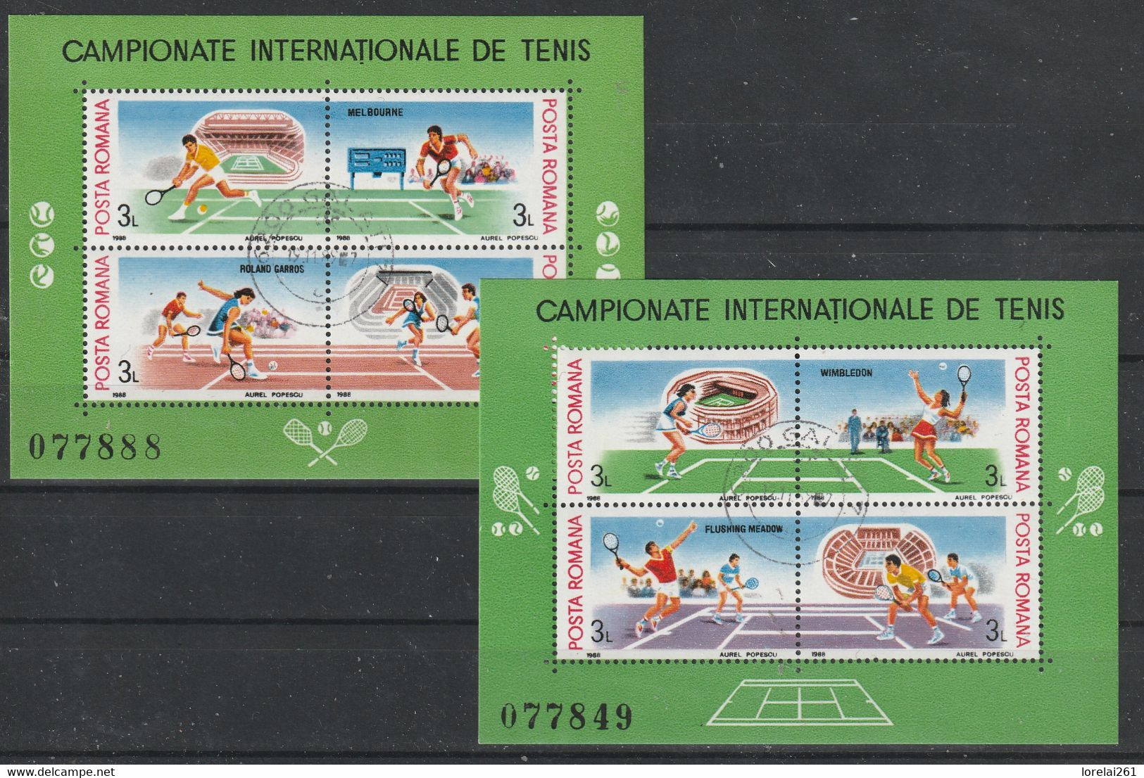 1988  - Champ. Int. De Tenis Mi No Bl 244/245 Et Yv No 196A/196B F.D.C. - Usado