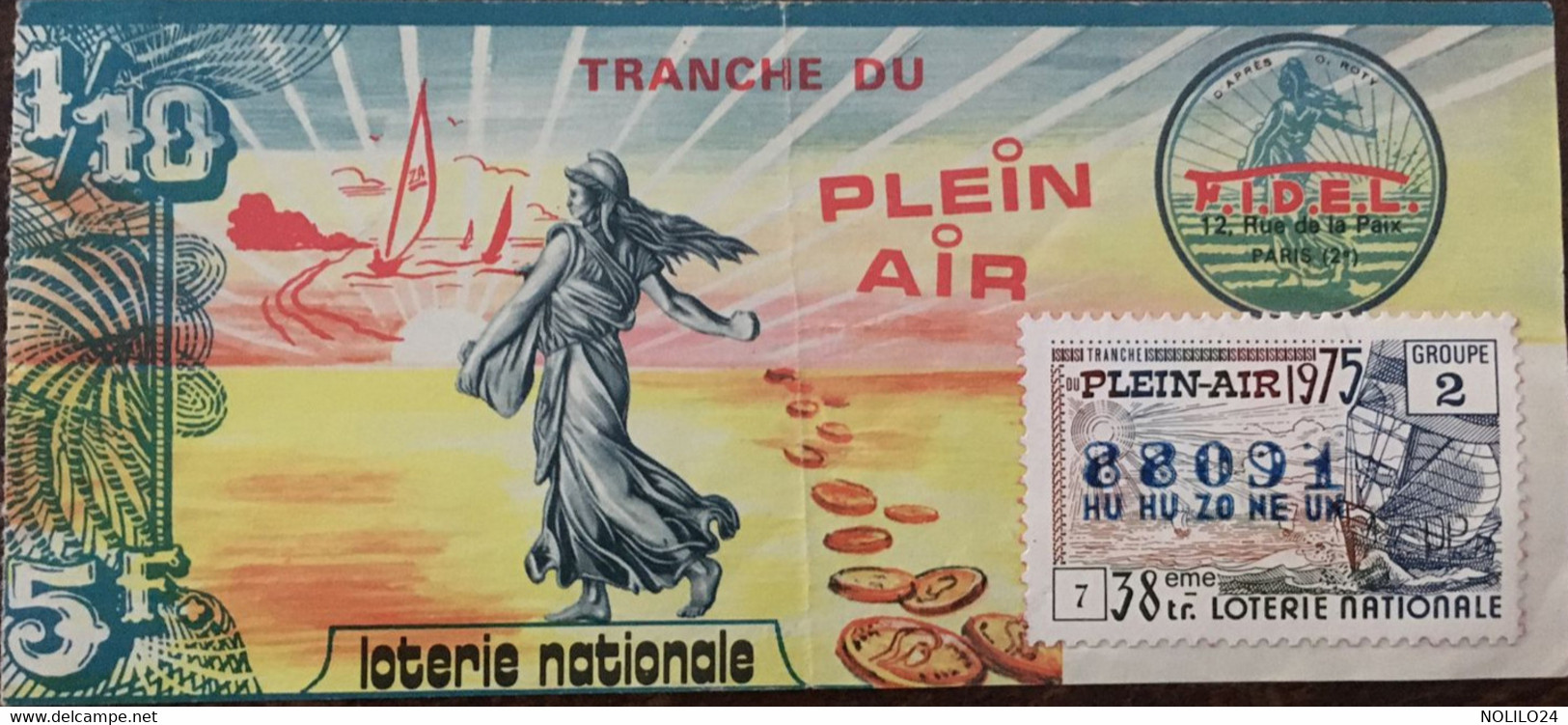 Billet De Loterie Tranche Du Plein Air, 38 ème Tirage, 1975 - Billetes De Lotería