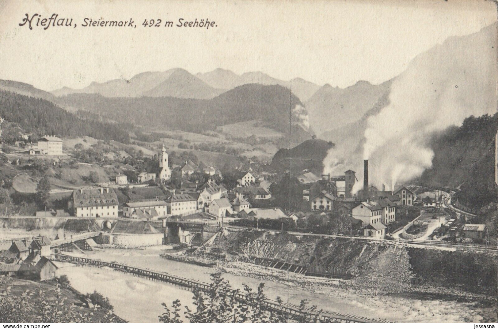 AK - Stmk - HIEFLAU - Panorama Mit Hochofen In Betrieb 1907 - Vignette - Hieflau