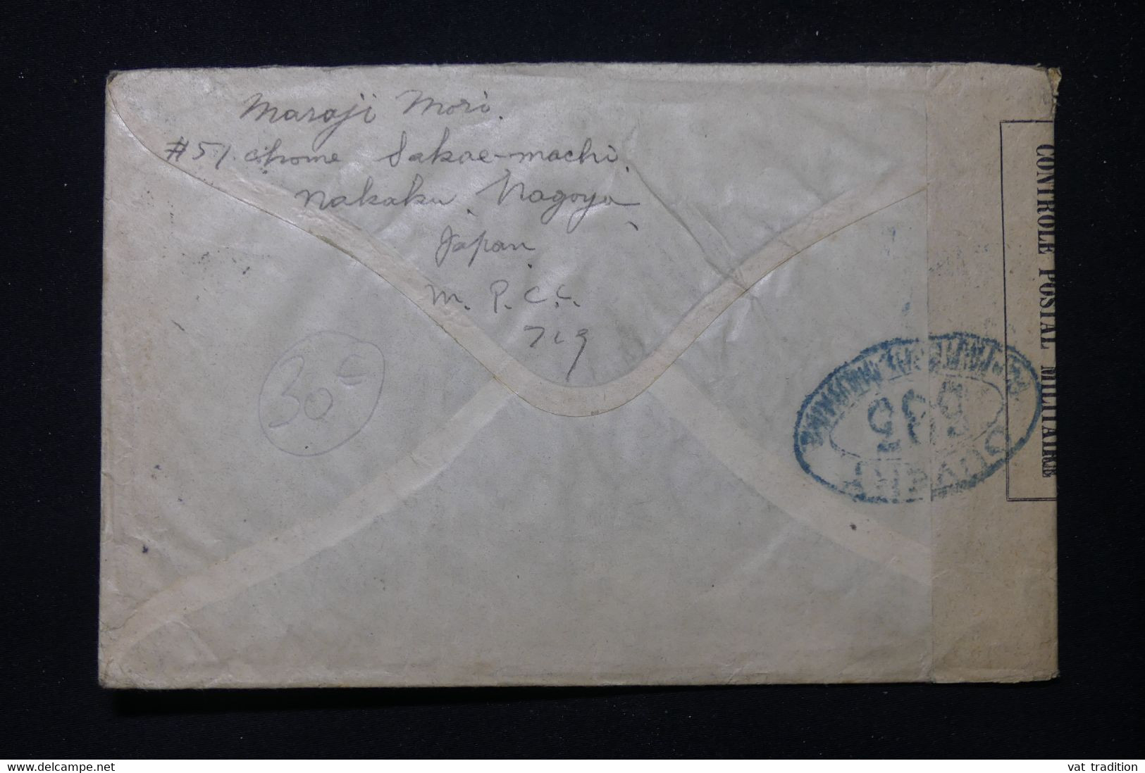 JAPON - Enveloppe De Nagoya Pour La France Avec Contrôle Postal Militaire, Période 1914/18 - L 83459 - Lettres & Documents