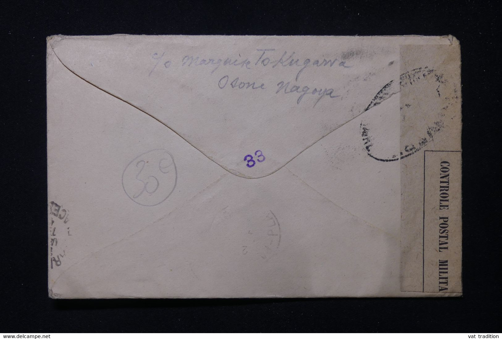 JAPON - Enveloppe De Nagoya Pour La France Avec Contrôle Postal Militaire, Période 1914 /18 - L 83462 - Briefe U. Dokumente