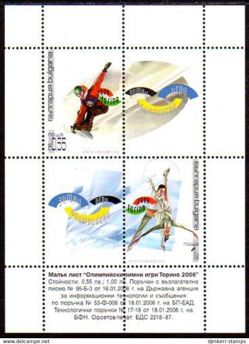 BULGARIA 2006 Winter Olympics Block MNH / **..  Michel Block 280 - Blocs-feuillets