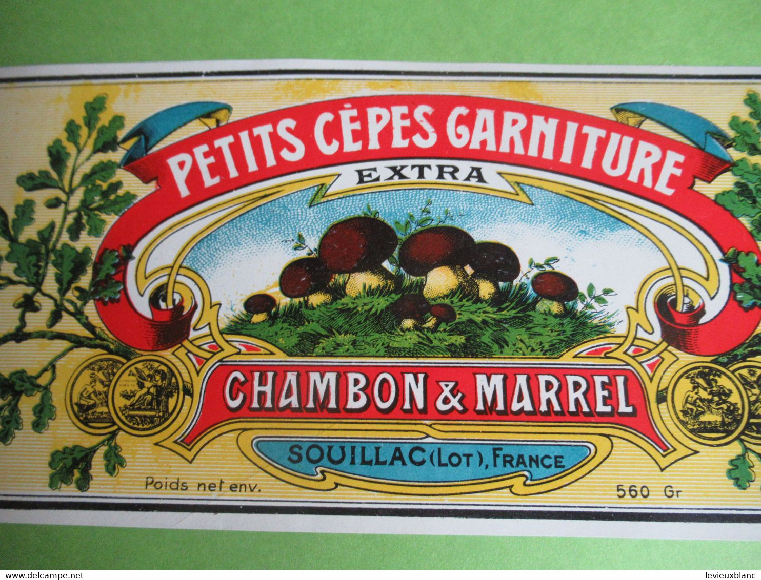 Etiquette Conserve/Petits Cèpes Garniture Extra/CHAMBON & MARREL/SOUILLAC ( Lot ) / Début XX                  ETIQ183 - Obst Und Gemüse