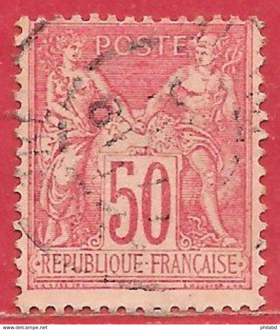 France N°98 Sage 50c Rose (type II N Sous U) 1890 O - 1876-1898 Sage (Type II)