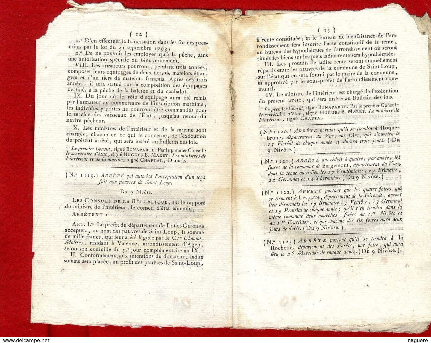 BULLETIN DES LOIS DE LA REPUBLIQUE 145  -  3 NIVOSE AN X  -  NIMES ST MALO METZ THIONVILLE LAMBALLE CHATILLON SUR INDRE - Décrets & Lois