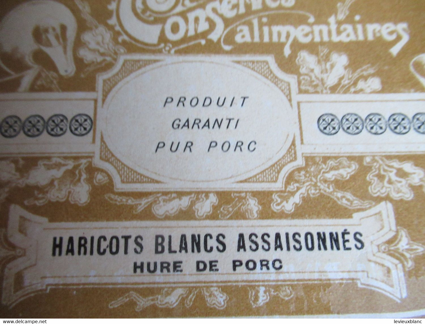 Etiquette Conserve/Haricots Blancs Assaisonnés /Hure Porc/ CHAMBON & MARREL/SOUILLAC( Lot )  / Début XX  ETIQ189 - Obst Und Gemüse