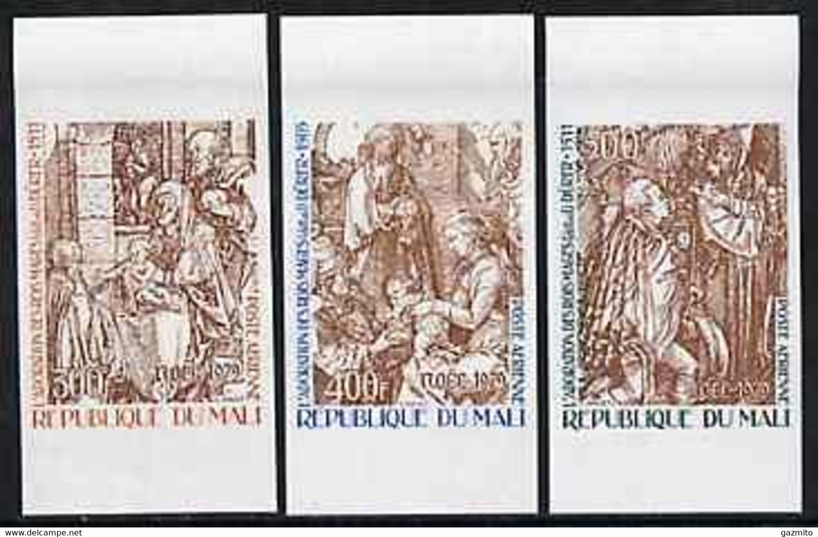 Mali 1979, Christmas, Durer, 3val IMPERFORATED - Grabados