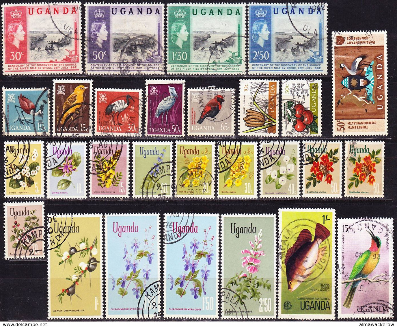 Uganda 1962-2007 Big Lot Of Stamps With Mainly Real Use Cancellations Used O - Uganda (1962-...)