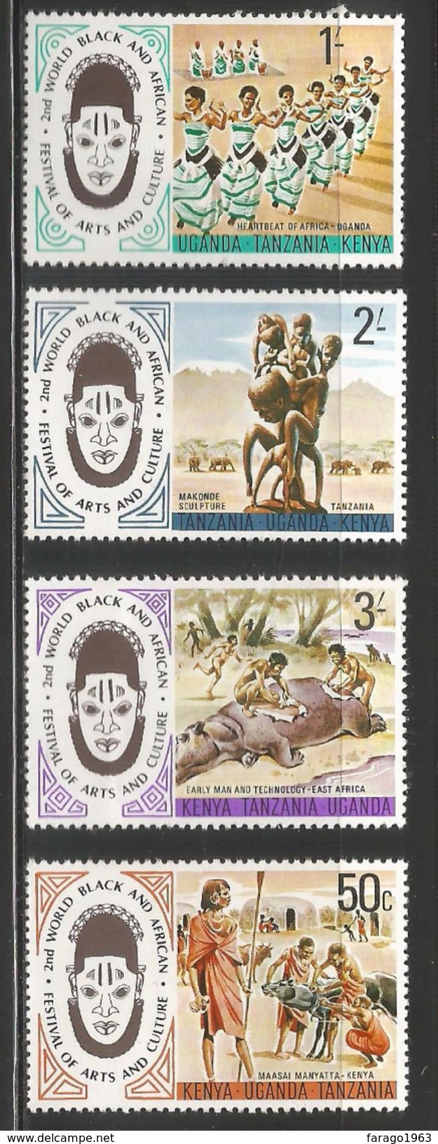 1975 Kenya Uganda Tanzania  African Arts Festival Culture Complete Set Of  4 MNH - Kenya, Ouganda & Tanzanie