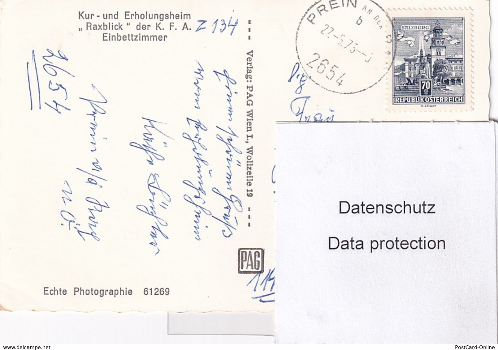 3599 - Österreich - Niederösterreich , Kur Und Erholungsheim Raxblick Der K. F. A. , Einbettzimmer - Gelaufen 1975 - Raxgebiet