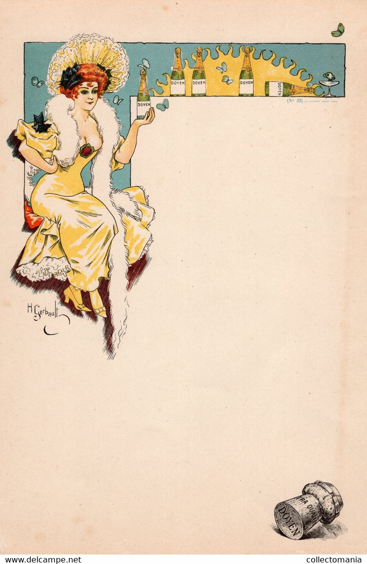 1 Carte Menu Champagne Doyen Artiste Illustrateur H.Gerbault  Imp.Courmont Frères Paris 26,5x18 Cm - Champán & Cava