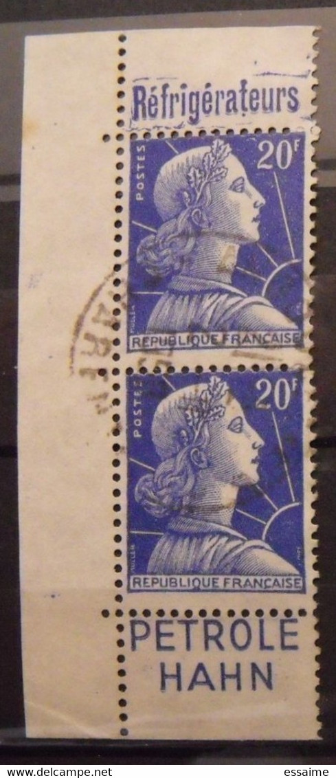 France N° 1011B Type Muller. Oblit. 20 F Bleu. Timbre De Carnet. Bande Publicitaire Publicité Pub. - Otros & Sin Clasificación