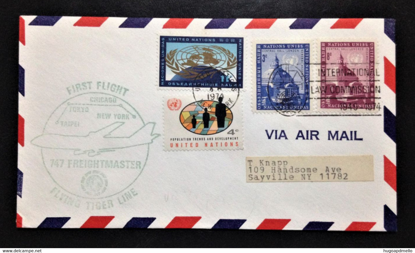 United Nations, First Flight Cover, « AVIATION », New York, Taipei,1974 - Otros & Sin Clasificación