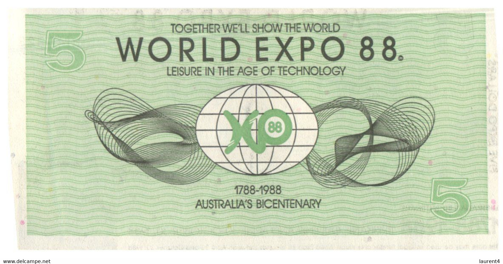 (CC 24) Australia Fake Banknote Money (issued For World Expo 88 In Brisbane) $ 2 & 5 - Andere & Zonder Classificatie