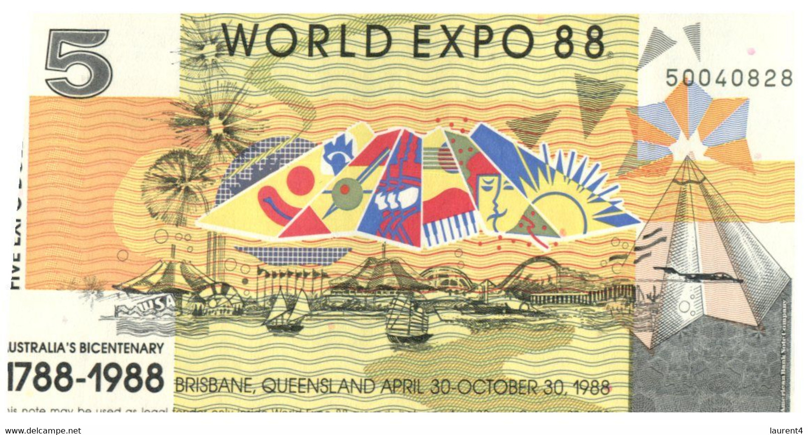 (CC 24) Australia Fake Banknote Money (issued For World Expo 88 In Brisbane) $ 2 & 5 - Sonstige & Ohne Zuordnung