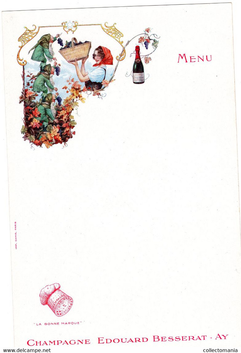 2 Cartes Menu   Champagne Edouard Besserat Imp. Camis - Champagner & Sekt