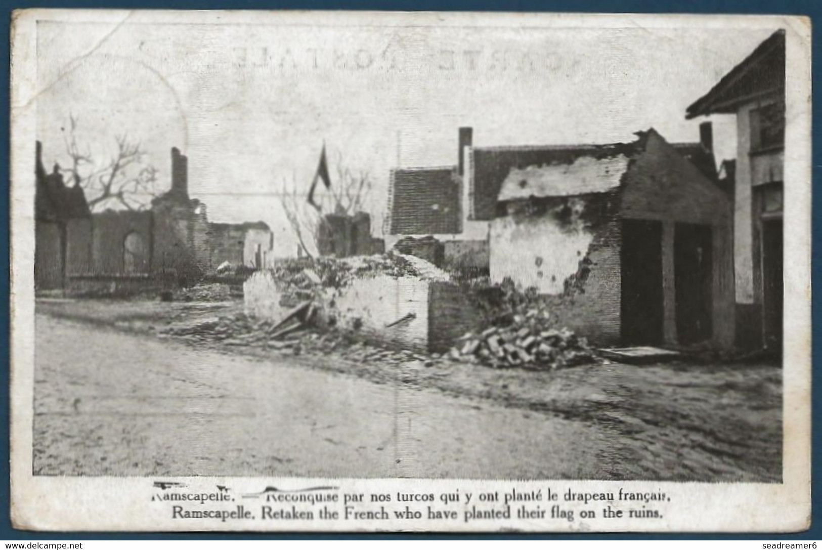 Belgique Carte De La Reprise De Ramscapelle Par Les Troupes En SM Obl "7 Postes Militaires Belges 7" 1915 Pour Nice - Belgische Armee