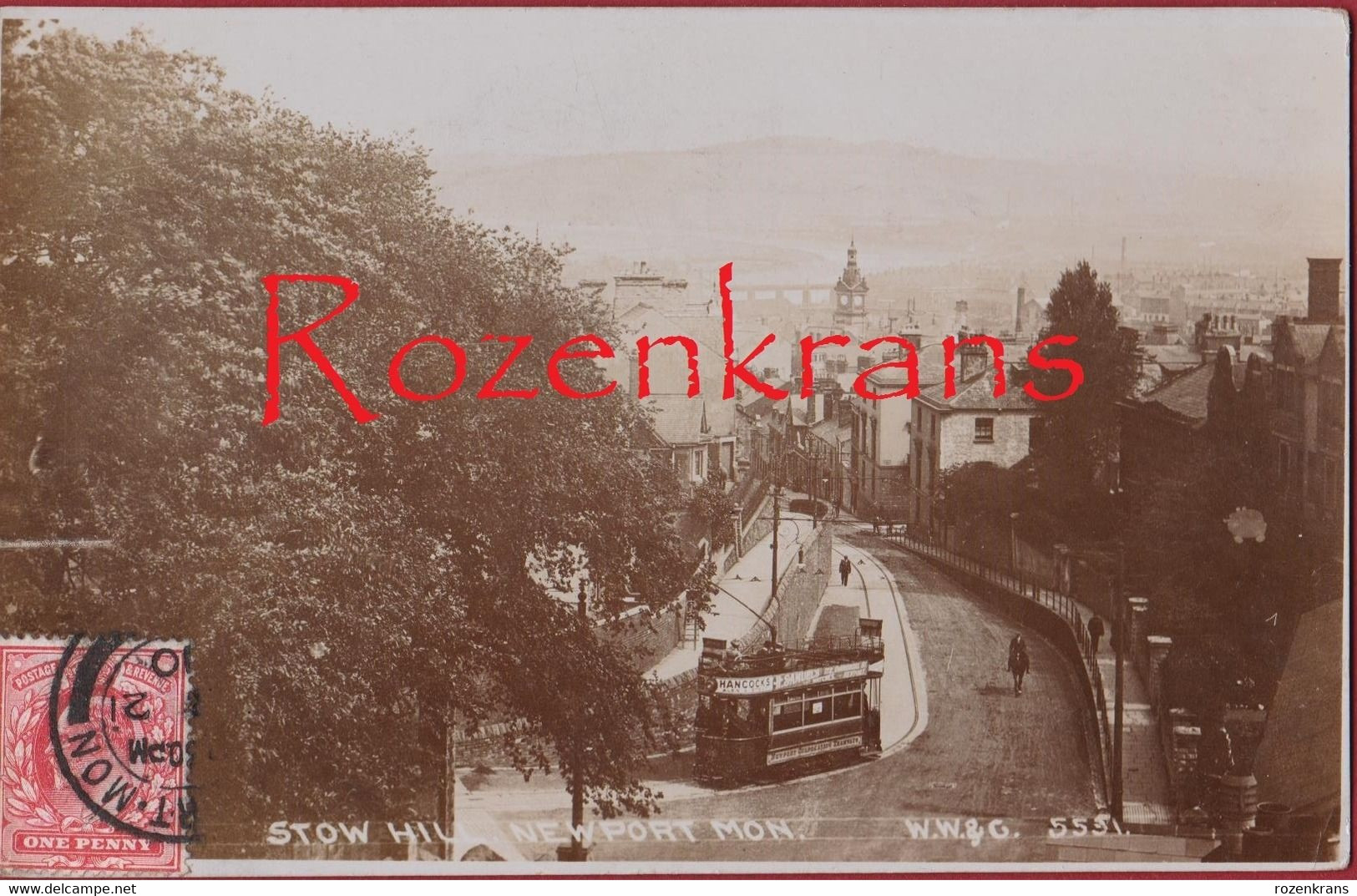 Old Photo Photocard Wales PAYS DE GALLES STOW HILL NEWPORT MONMOUTHSHIRE TRAM Tramway 1910 - Monmouthshire