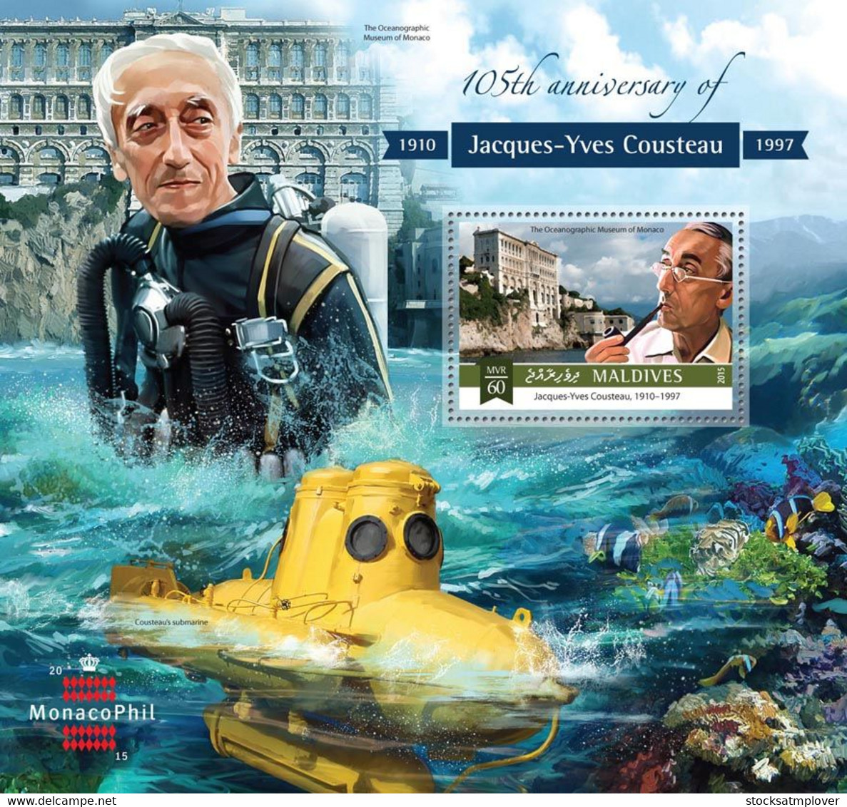 Maldives  2015 Jacques-Yves Cousteau, Oceanographic Museum Of Monaco，submarine - Maldives (1965-...)