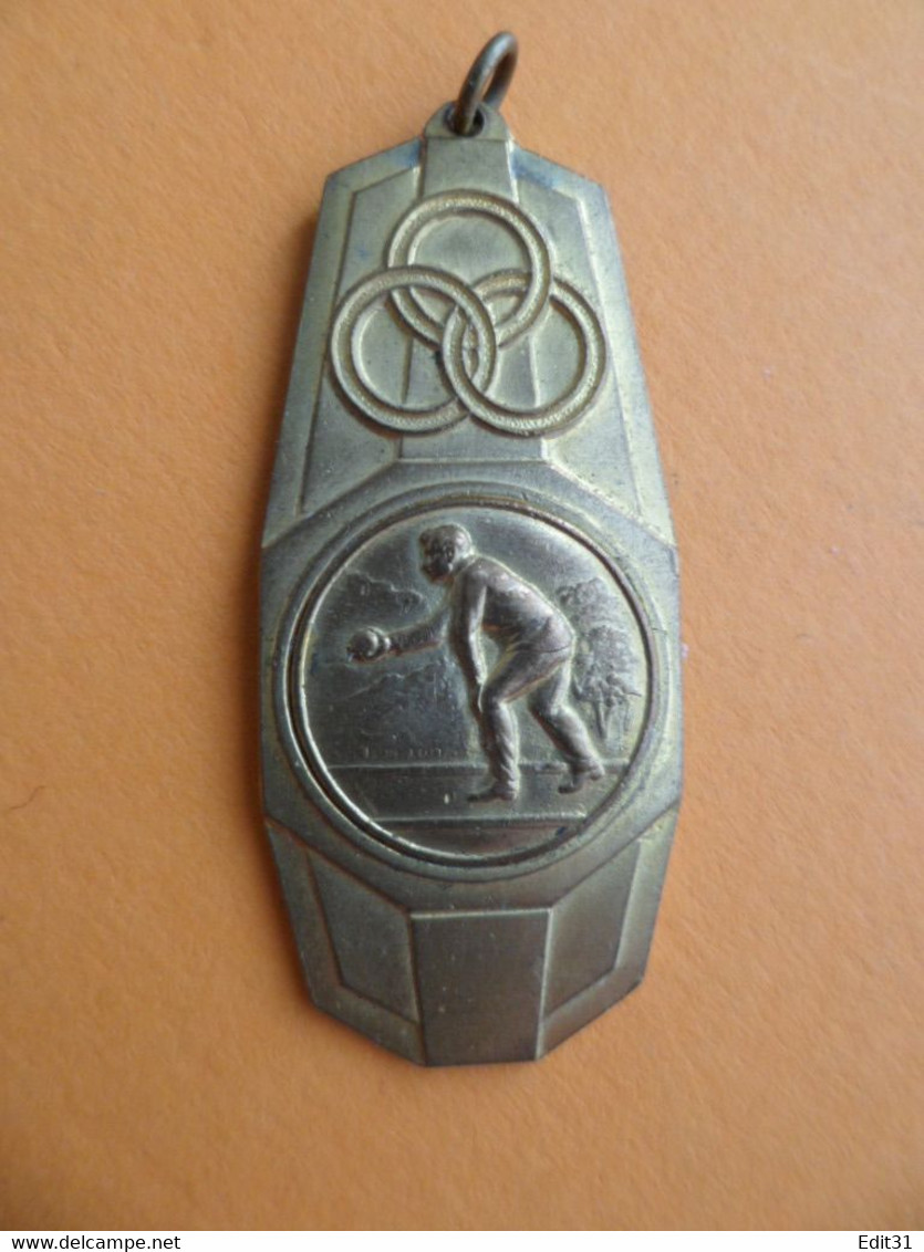 Ancienne Medaille Dorée Sport Petanque Anneaux Olympique - Pétanque