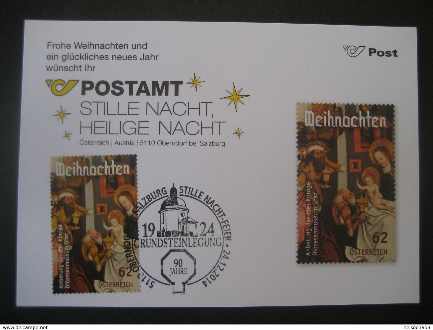 Österreich- Oberndorf 24.12.2014 Stille Nacht Feier Postamt Stille Nacht, Heilige Nacht - Cartas & Documentos