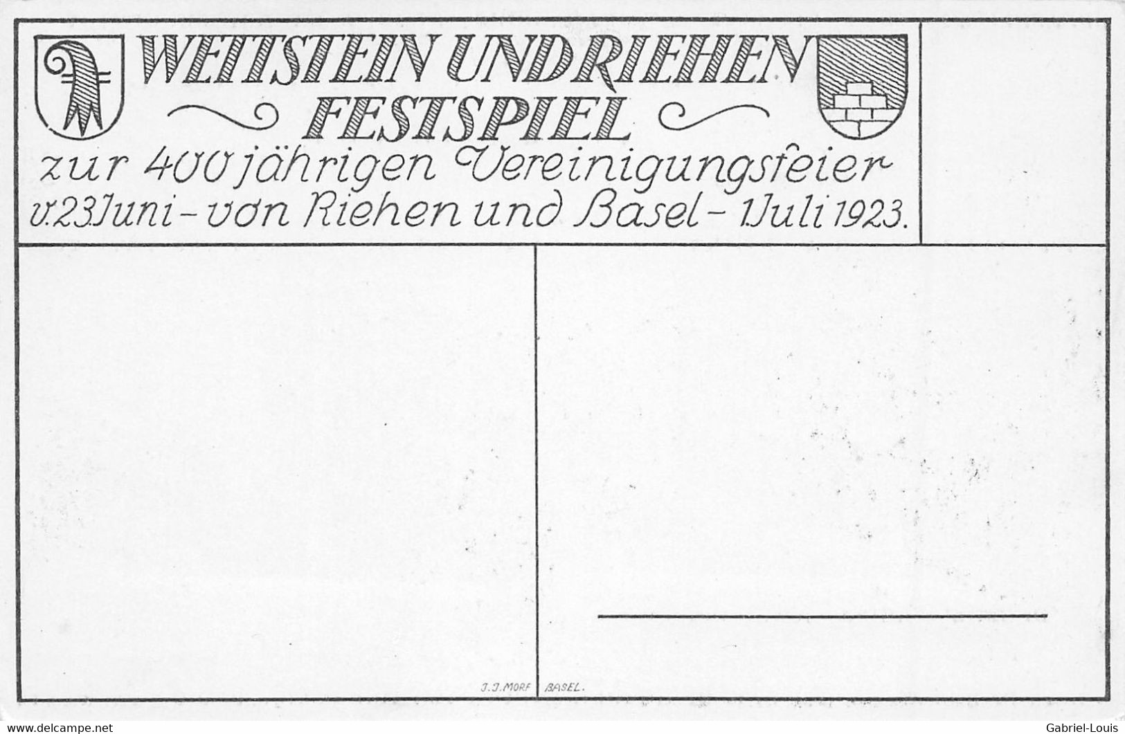 Wettstein Undriehen Festspiel Zuir 400 Jährigen Vereinigungsfeier Basel 1923 - Basilea