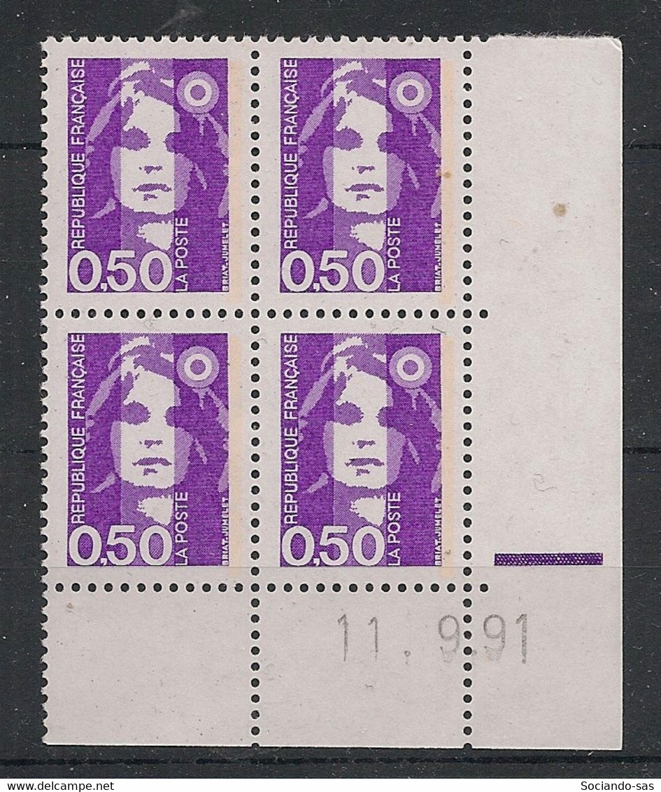 France - 1990 - N°Yv. 2619 - Marianne De Briat 50c Violet - Bloc De 4 Coin Daté - Neuf Luxe ** / MNH / Postfrisch - 1990-1999