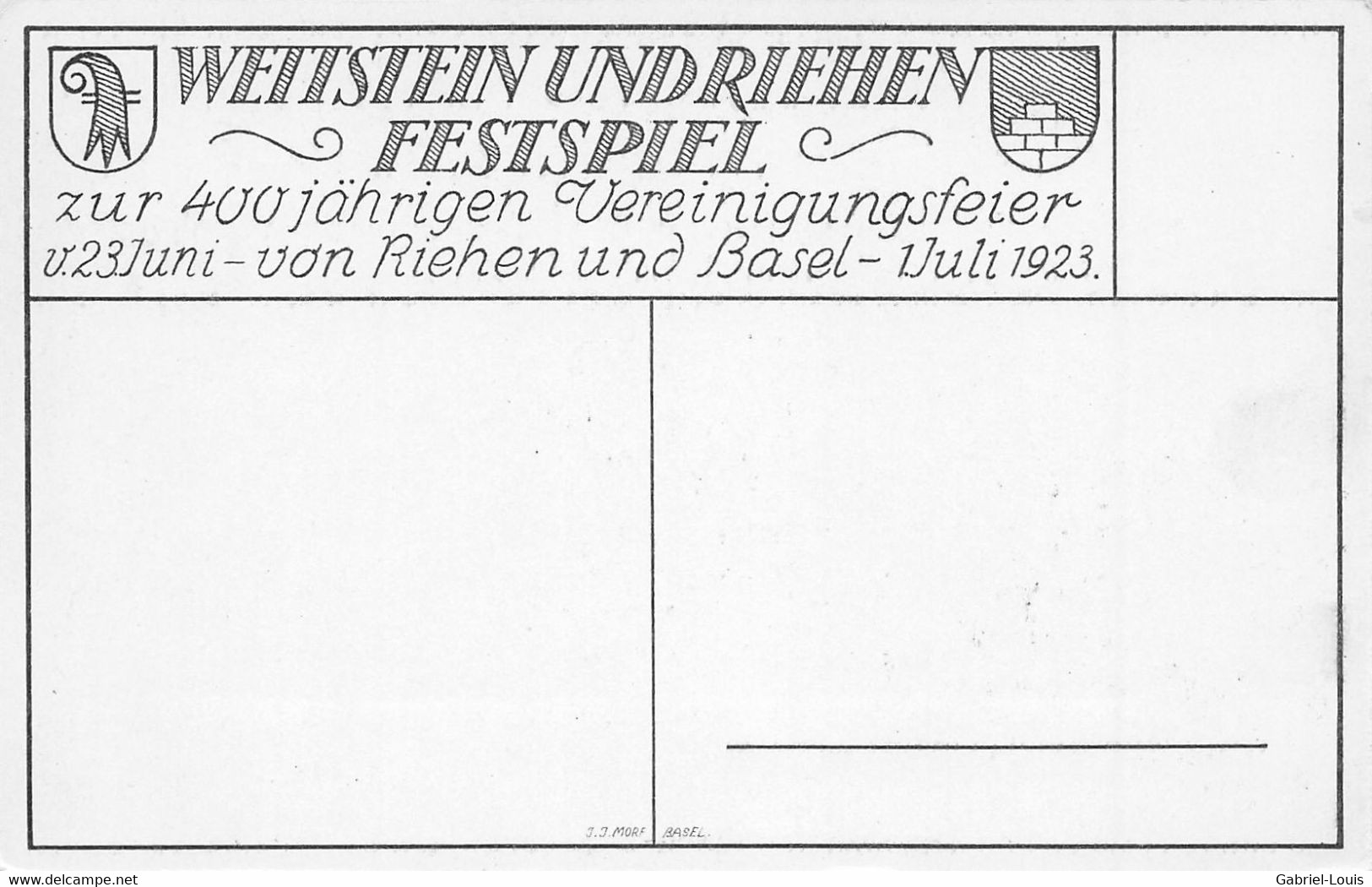 Wettstein Undriehen Festspiel Zuir 400 Jährigen Vereinigungsfeier Basel 1923 - Basilea