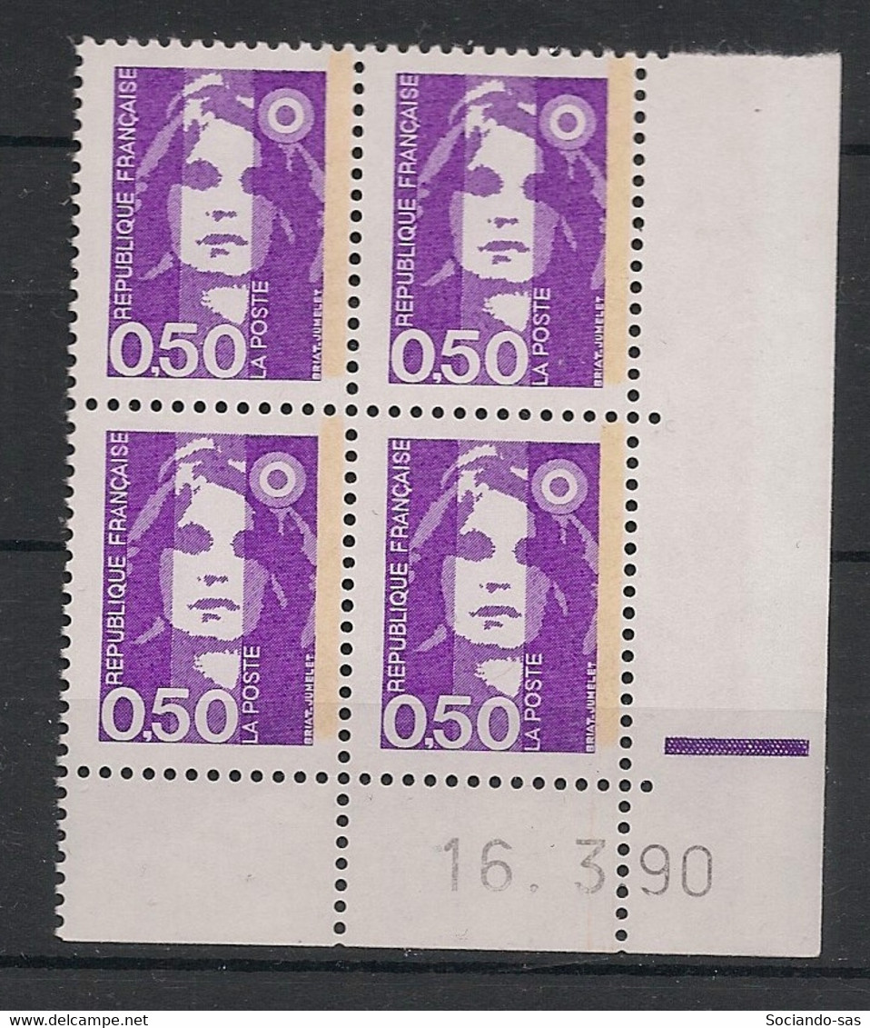 France - 1990 - N°Yv. 2619 - Marianne De Briat 50c Violet - Bloc De 4 Coin Daté - Neuf Luxe ** / MNH / Postfrisch - 1990-1999