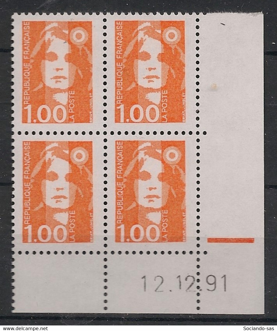 France - 1990 - N°Yv. 2620 - Marianne De Briat 1f Orange - Bloc De 4 Coin Daté - Neuf Luxe ** / MNH / Postfrisch - 1990-1999