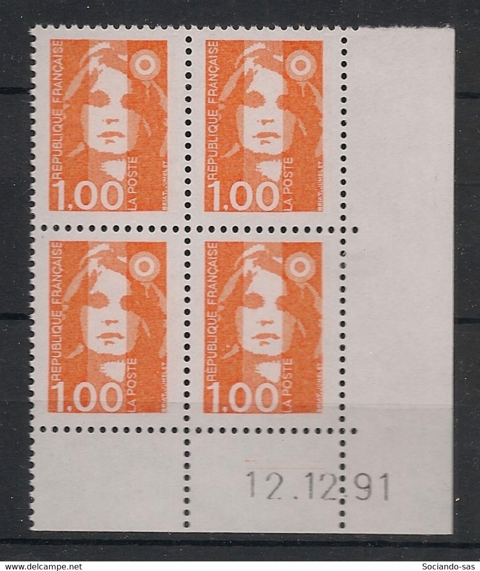 France - 1990 - N°Yv. 2620 - Marianne De Briat 1f Orange - Bloc De 4 Coin Daté - Neuf Luxe ** / MNH / Postfrisch - 1990-1999