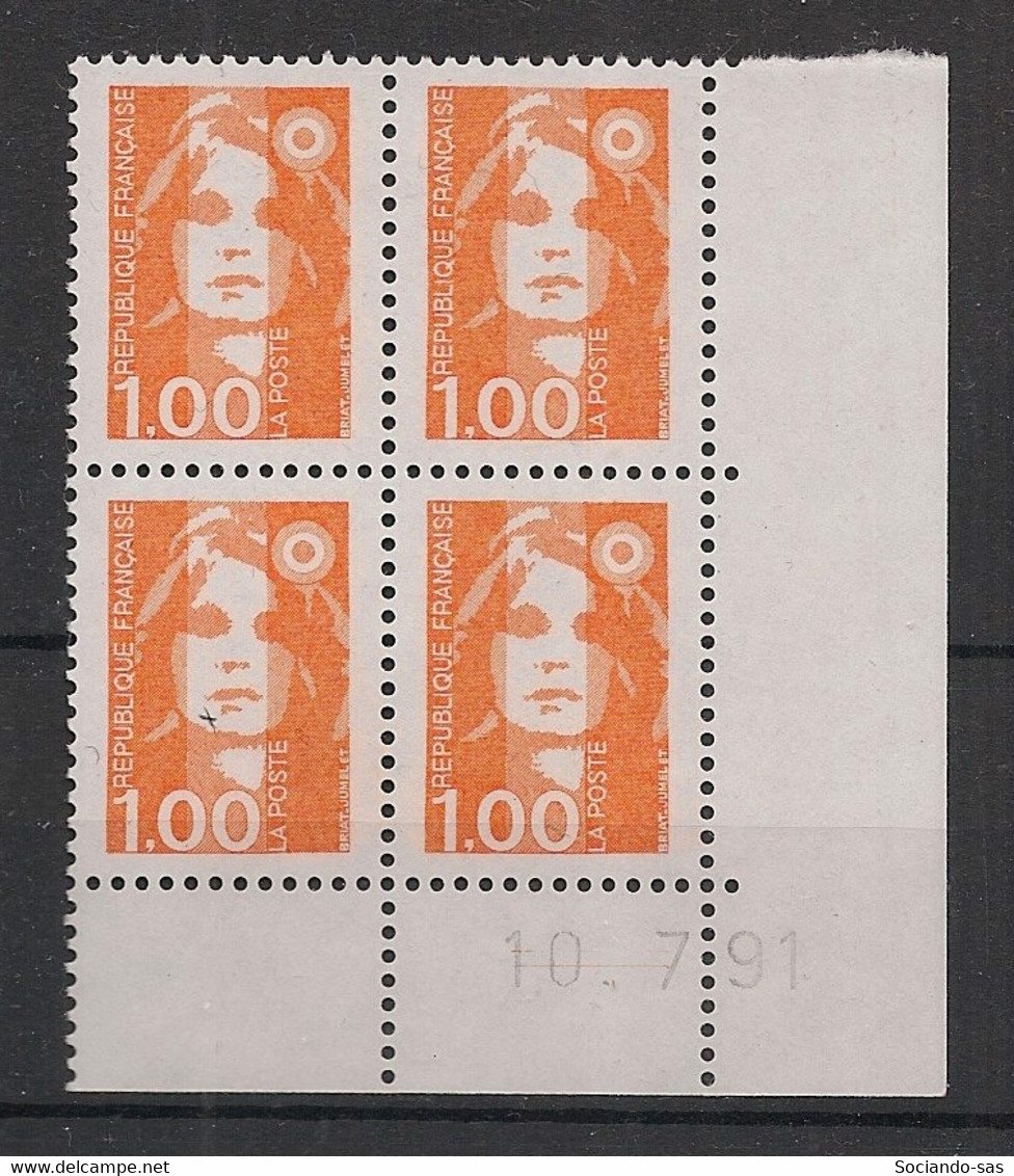 France - 1990 - N°Yv. 2620 - Marianne De Briat 1f Orange - Bloc De 4 Coin Daté - Neuf Luxe ** / MNH / Postfrisch - 1990-1999