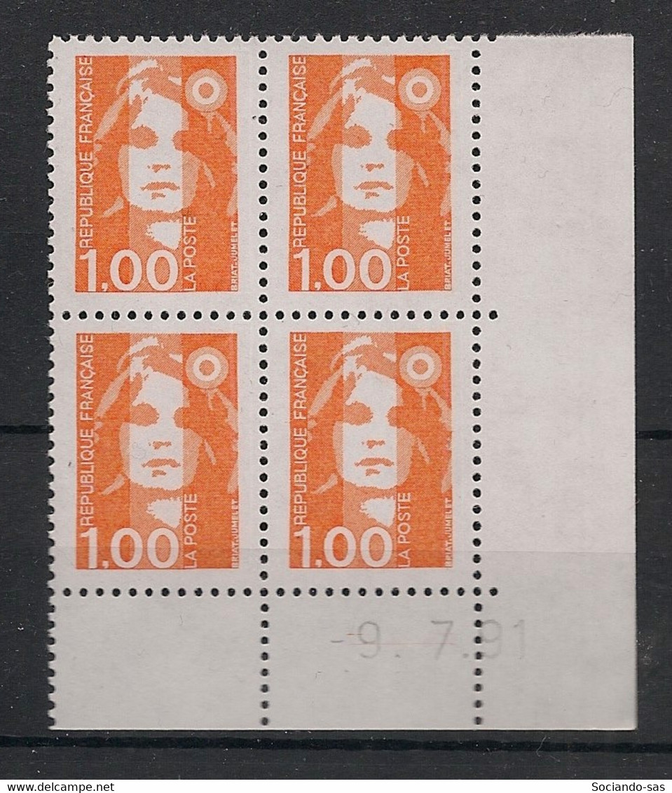 France - 1990 - N°Yv. 2620 - Marianne De Briat 1f Orange - Bloc De 4 Coin Daté - Neuf Luxe ** / MNH / Postfrisch - 1990-1999