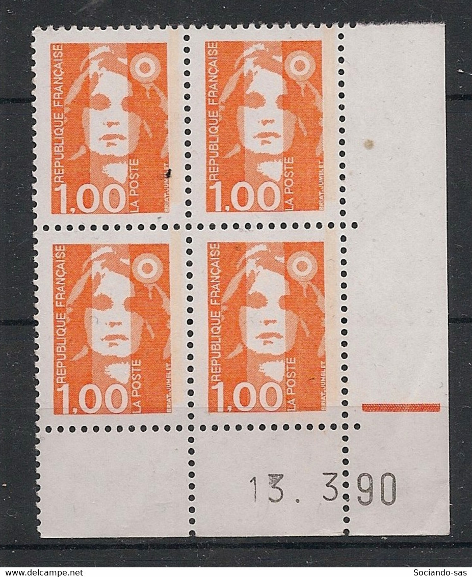 France - 1990 - N°Yv. 2620 - Marianne De Briat 1f Orange - Bloc De 4 Coin Daté - Neuf Luxe ** / MNH / Postfrisch - 1990-1999