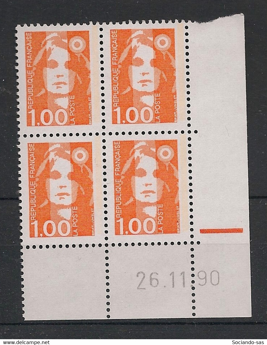 France - 1990 - N°Yv. 2620 - Marianne De Briat 1f Orange - Bloc De 4 Coin Daté - Neuf Luxe ** / MNH / Postfrisch - 1990-1999