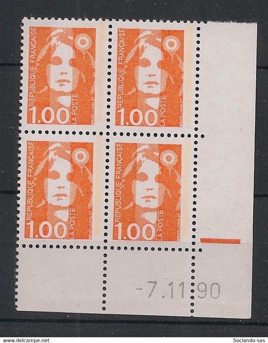 France - 1990 - N°Yv. 2620 - Marianne De Briat 1f Orange - Bloc De 4 Coin Daté - Neuf Luxe ** / MNH / Postfrisch - 1990-1999